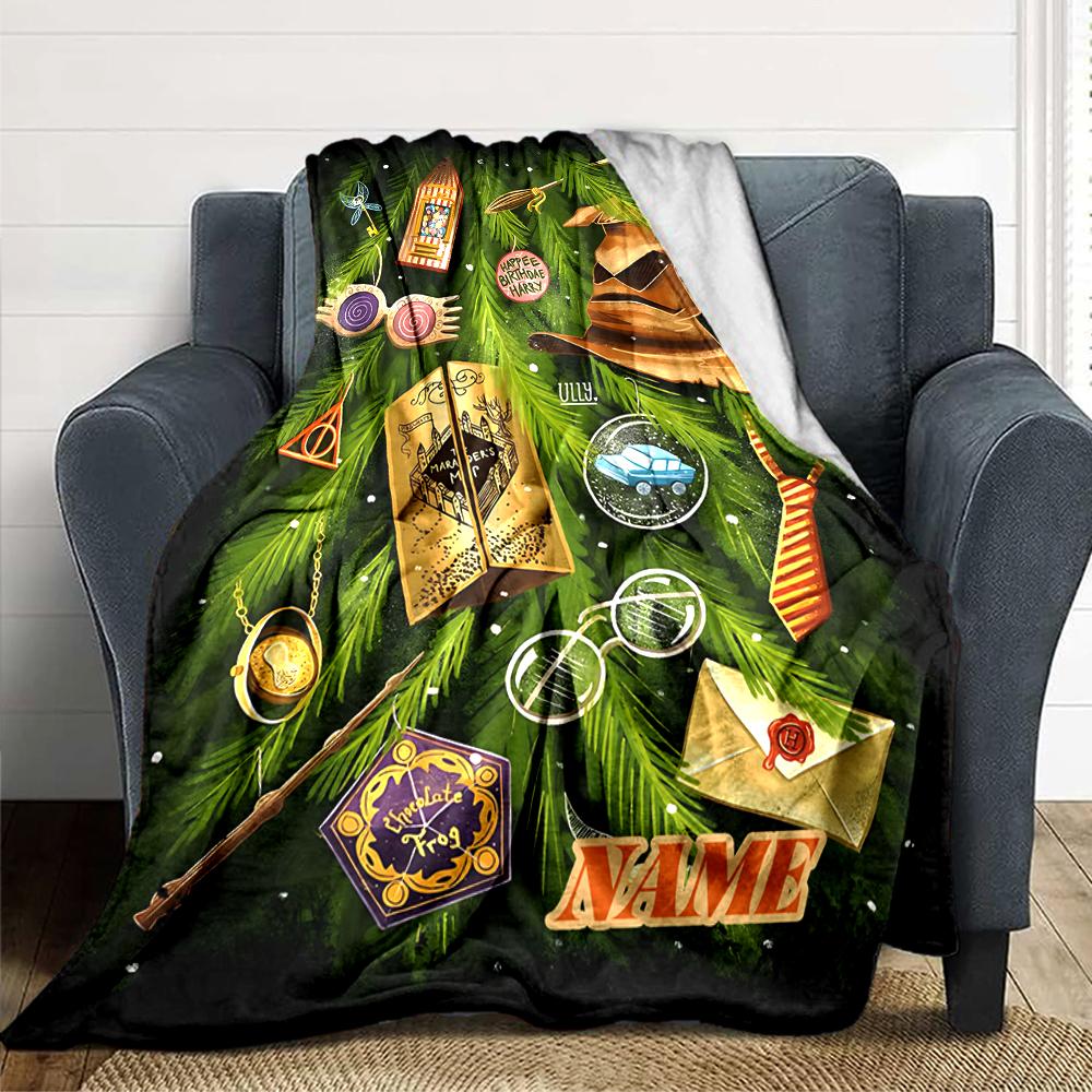 Custom Name "Harry's Magical Adventure" blanket for Couch & Bed, Plush Cozy Fuzzy Blanket Super Soft & Warm Blankets for Fall and Winter. 090864
