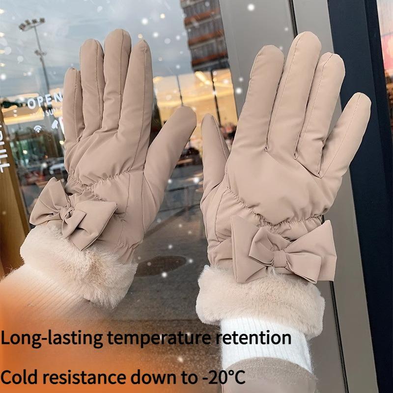 1PAIR Winter Gloves Women's Thickened Fleece Cycling Cold-proof Waterproof Touchscreen Cycling Electric Vehicle Warm Ski Cotton Gloves