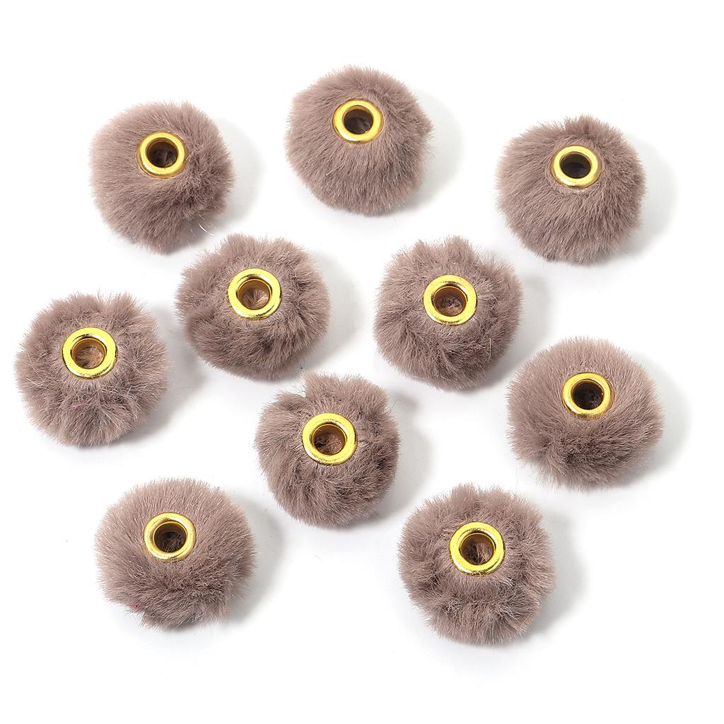 10pcs/bag Imitation Rabbit Fur Coverd Straight Hole Beads DIY Pompom Pendant for Jewelry Making DIY Necklace Pendant Earrings