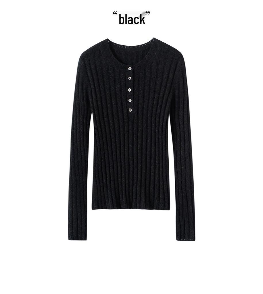 100% Pure Cashmere Women's Slimming Round Neck Pullover - Fine-spun Knitwear for Autumn/Winter