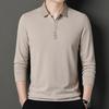 Nuova T-shirt da Uomo a Maniche Lunghe con Risvolto Primavera e Autunno Moda Casual Giovanile Vestibilità Waffle Top da Uomo alla Moda