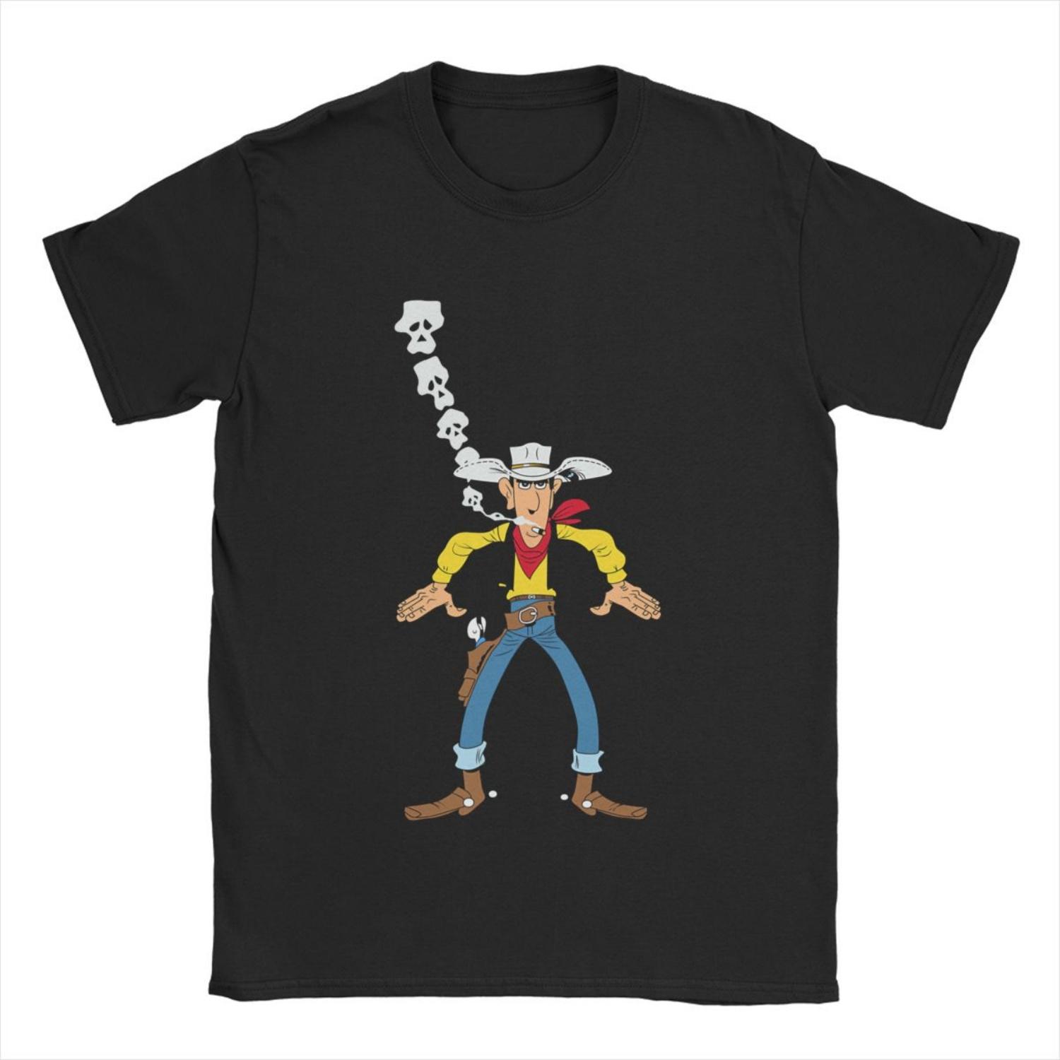 

Lucky Luke Ти Готовий Чоловічі Футболки Мультяшні Смішні Футболки З Коротким Рукавом З Круглим Вирізом Чиста Бавовна Дорослі Топи XXXXXL чорний