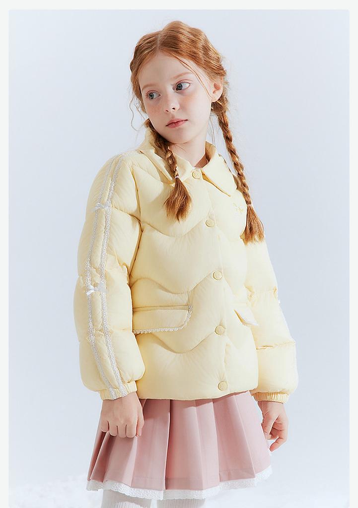 Girls' Minimalist Collar Lace Down Jacket