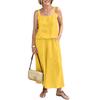 Women Linen Two Piece Set Sleeveless Tank Top Wide Leg Pants Casual Summer Outfit Lightweight Breathable Fabric