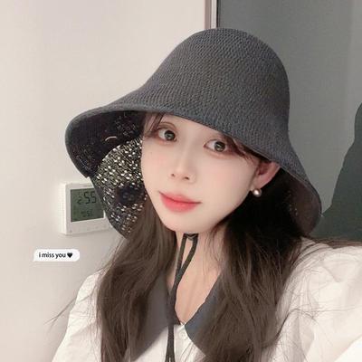 Spring and Summer Fisherman Hat Children Milk Silk Bucket Hat Sun Protection Cover Back Neck Sun Hat Breathable Tide Beach Hat Tide