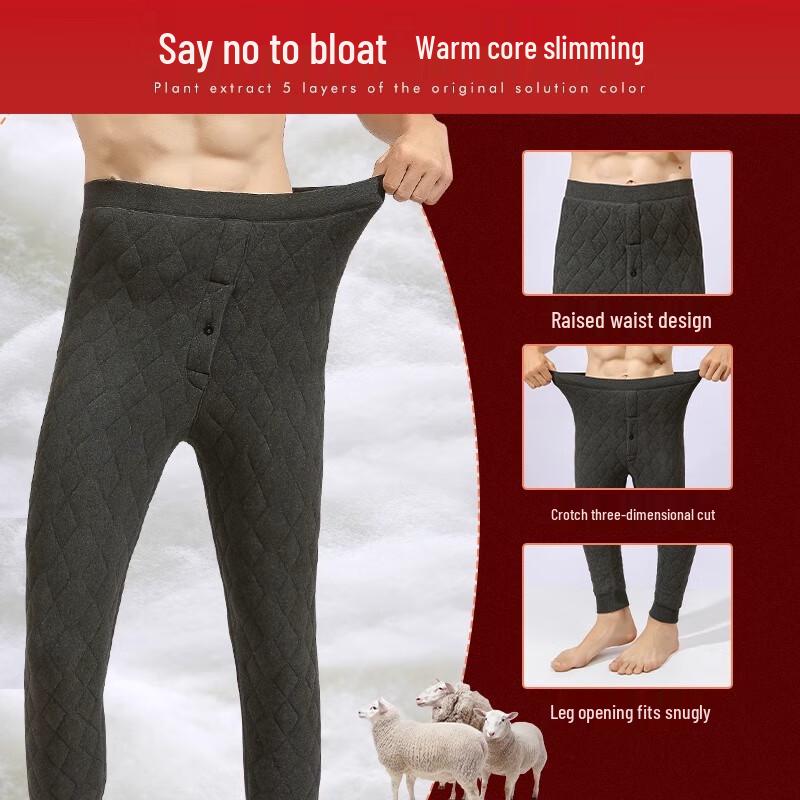 Men's Thickened Plaid Thermal Pants with Lamb Fleece Lining