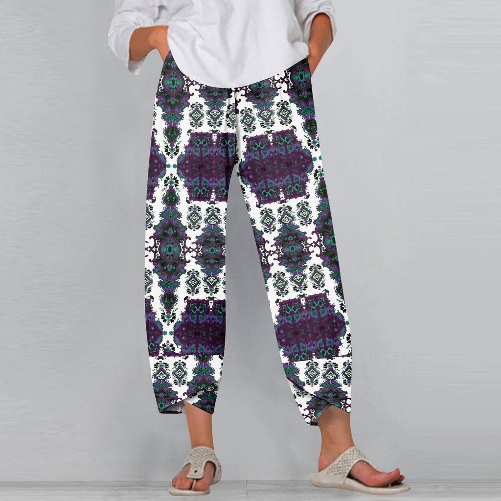 Women's Pants  With Pockets Casual Trousers Pants For Women Summer Casual Wide Leg Elastic Waist Pants With Pockets