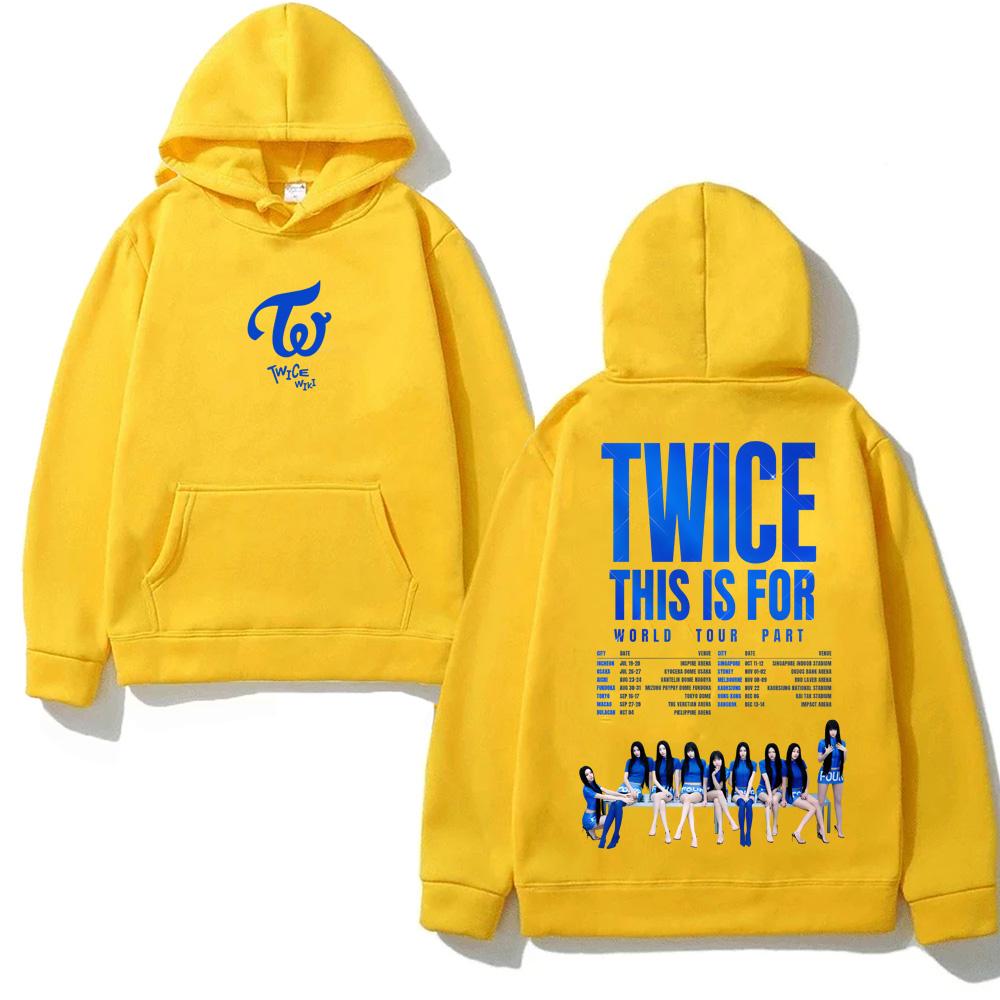 TWICE TOUR2025 Punk Hooded With Pocket Fleece Comfortable Sweatshirt Sleeve Gothic Clothes Moletom Vintage Pullovers Grunge
