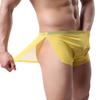 Solid Color Men Ultra-thin Translucent Low Waist Split Boxers Shorts Underwear
