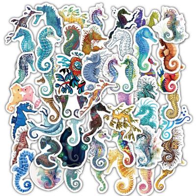 60-Piece Marine Life Seahorse Stickers: Cute, Creative, Waterproof for Student Notebooks & Desktops