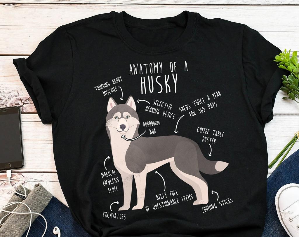 Lustiges Husky-Shirt, , Geschenk für Hundeliebhaber, Süßes Graues Husky-T-Shirt, Husky-Liebhaber T-Shirt, Haustier-T-Shirt, Wolf Oberteile, Pelziges Fandom, Mama, Papa
