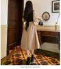 2026 Autumn Korean Style Elegant Waist-cinching Slim Fit French Retro Patchwork Midi Dress