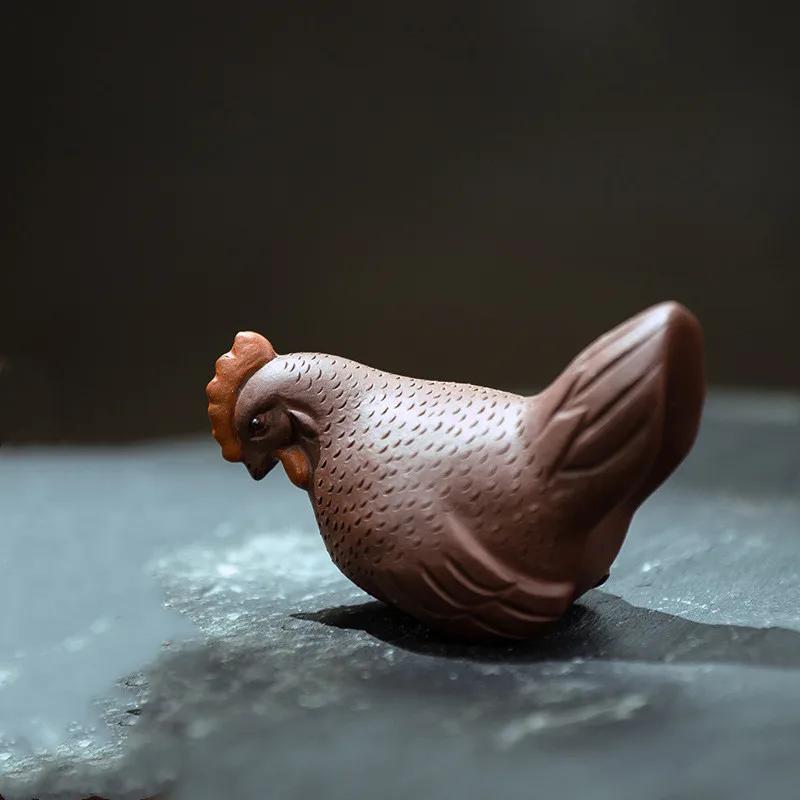 

Скульптура ручной работы из фиолетовой глины Yixing, модель цыпленка для чая, статуэтка для чая, настольные украшения, аксессуары для домашнего декора для чая
