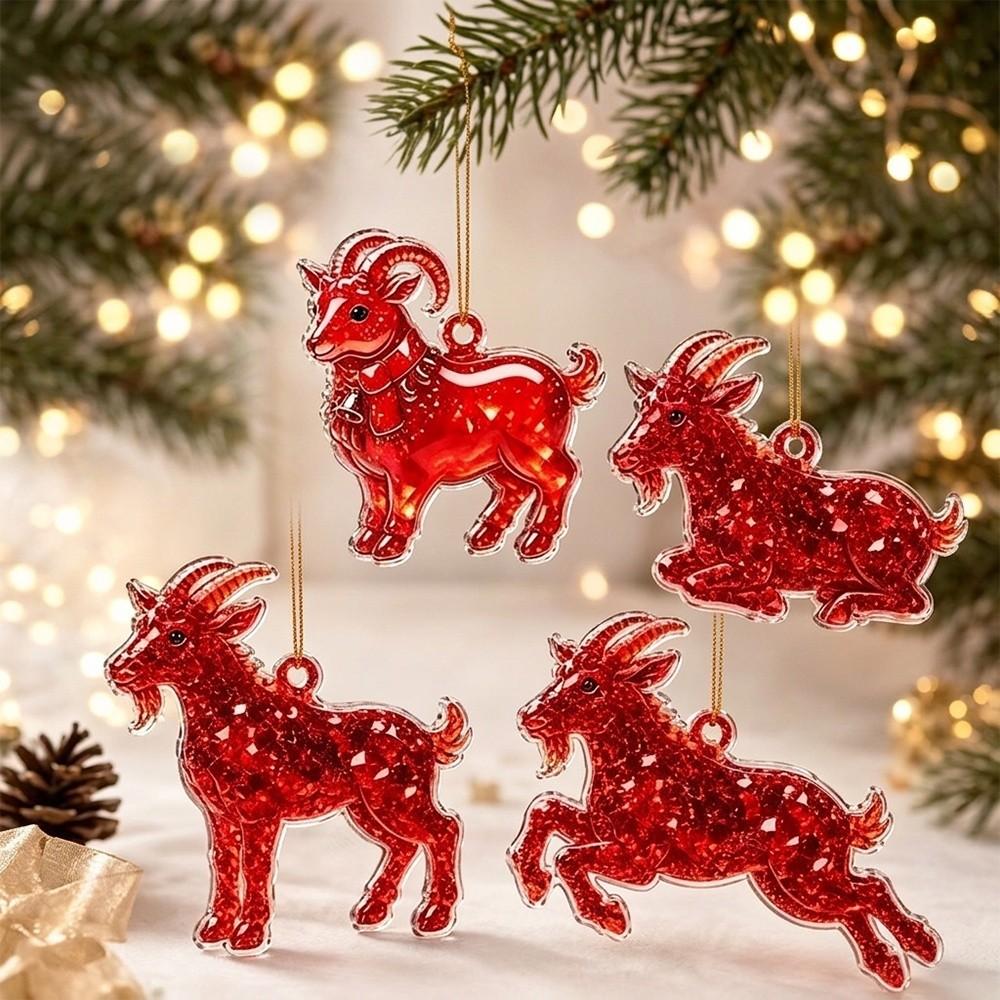 2D Flat Goat Pendant Shining Animal Hanging Decoration Zodiac Goat Souvenir  Holiday Party Decor