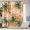 Luxury Print Shower Curtain Waterproof Fabric Home Decoration Bathroom Decorations Modern Design Leaf Pattern Wall Hanging (Pink