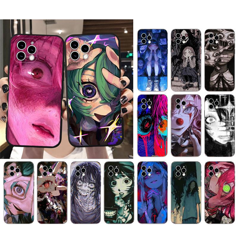 Phone Case For iphone 17 Pro Max 17 Pro Air 16 15 14 13 Pro Max 15 16 Pro 15Plus Anime Girl Art Horror Eyes