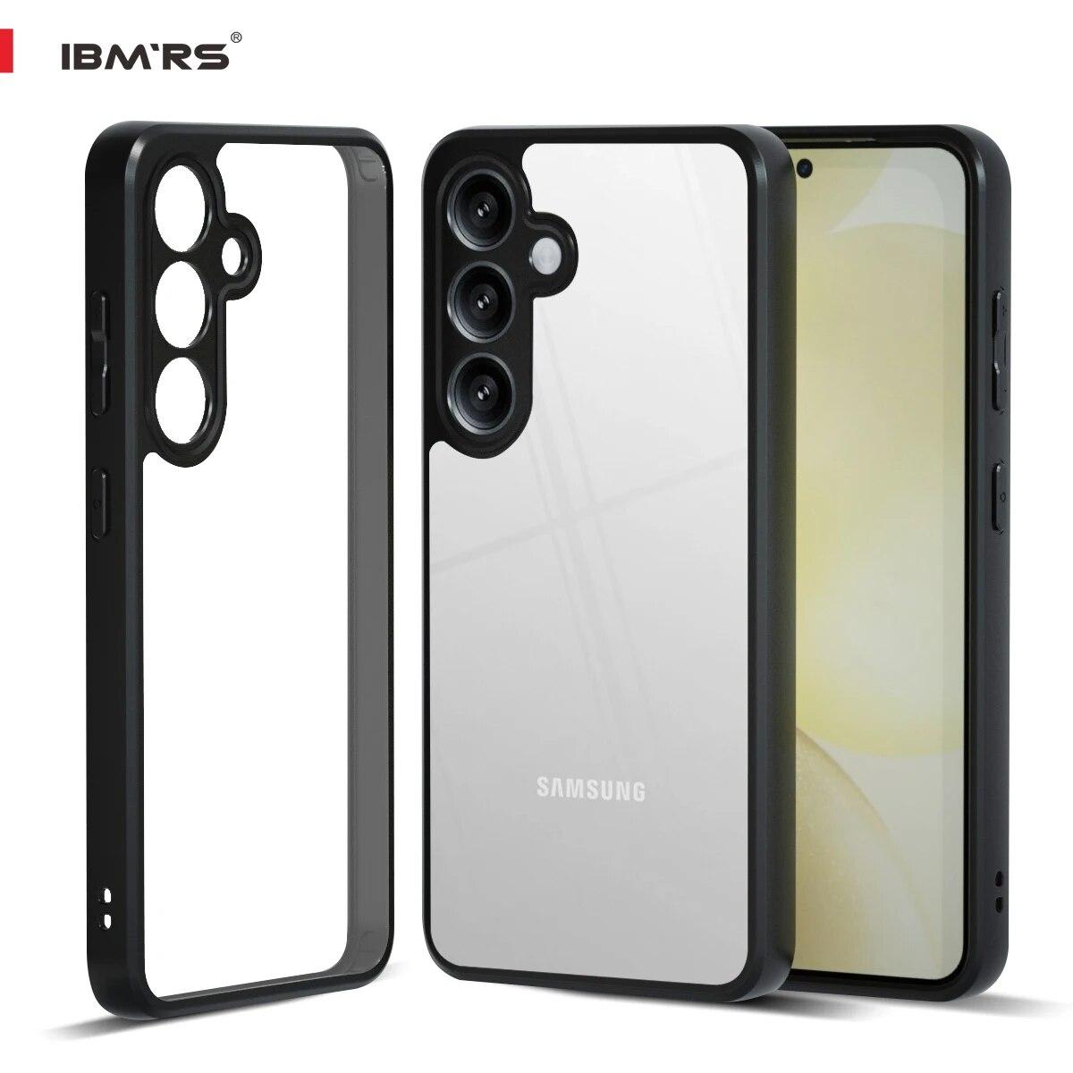 

(В комплекте ремешок на запястье)IBMRS для Samsung Galaxy S24+/S24 plus Чехол, Защита объектива, Задняя прозрачная поликарбонатная задняя крышка + Мягкие края из ТПУ, Чехол для телефона transparent прозрачный