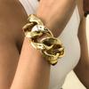 New Wide Gold Silver Color CCB Punk Cuban Link Chain Bracelet for Women Men On Hand Hip Hop Charm Bangles Couple Jewelry Gift