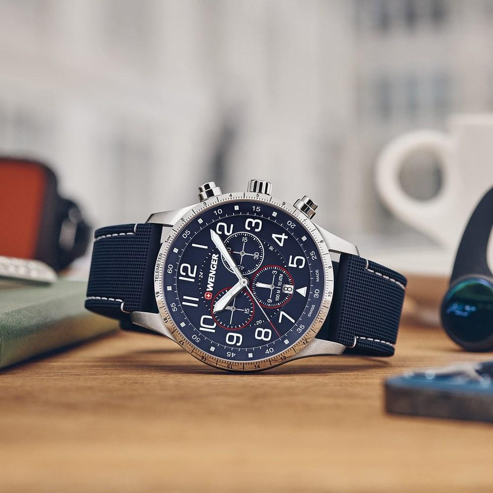 Wenger Attitude Chrono Blue Watch 01.1543.117 3-Year Warranty