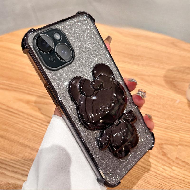 

Подходит для чехла для мобильного телефона iPhone16 Кронштейн-зеркало в виде кролика 1314 Гальванизированная подушка безопасности Противоударный Apple 15 Promax iPhone16