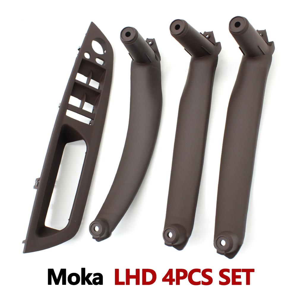 4PCS Set Car Front Driver Door Handle Armrest Cover Interior Door Pull Handle Panel Trim Cover For BMW X5 X6 E70 E71 2007-2013