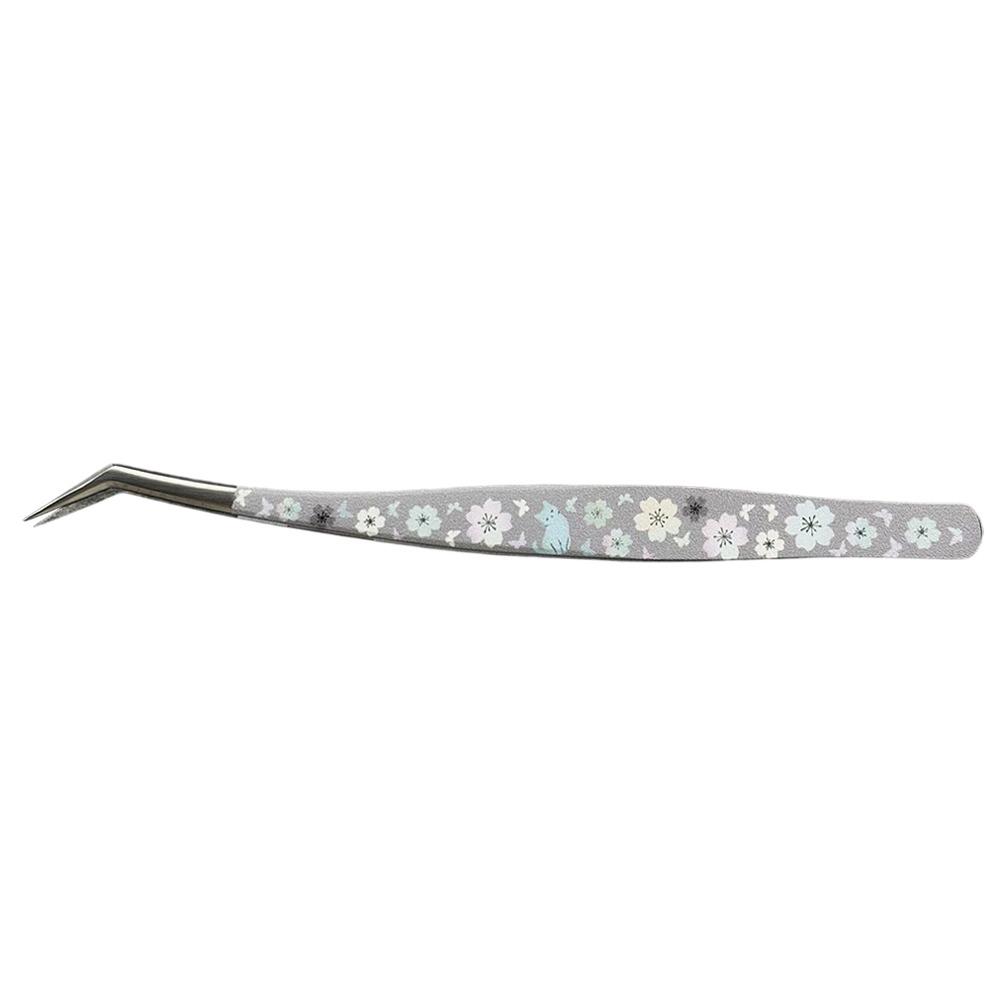 

Stainless Steel Curved Stickers Tweezers Anti-static Cartoon Lashes Extension Tweezer High Precision Eyelash Curler