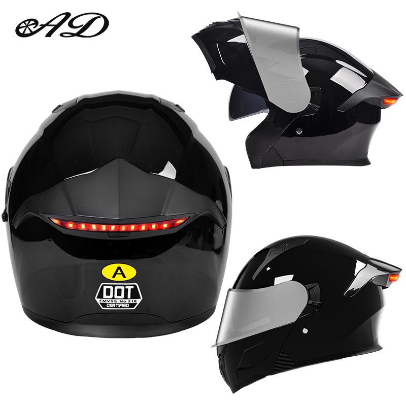 DOT Certified Unisex Flip-up Motorcycle Helmet: Stylish, All-Season Safety Taillight Design