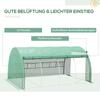 Polytunnel Greenhouse Walk-in Grow House Tent with Roll-up Sidewalls, Zipped Door and 8 Windows, 4x3x2m Green