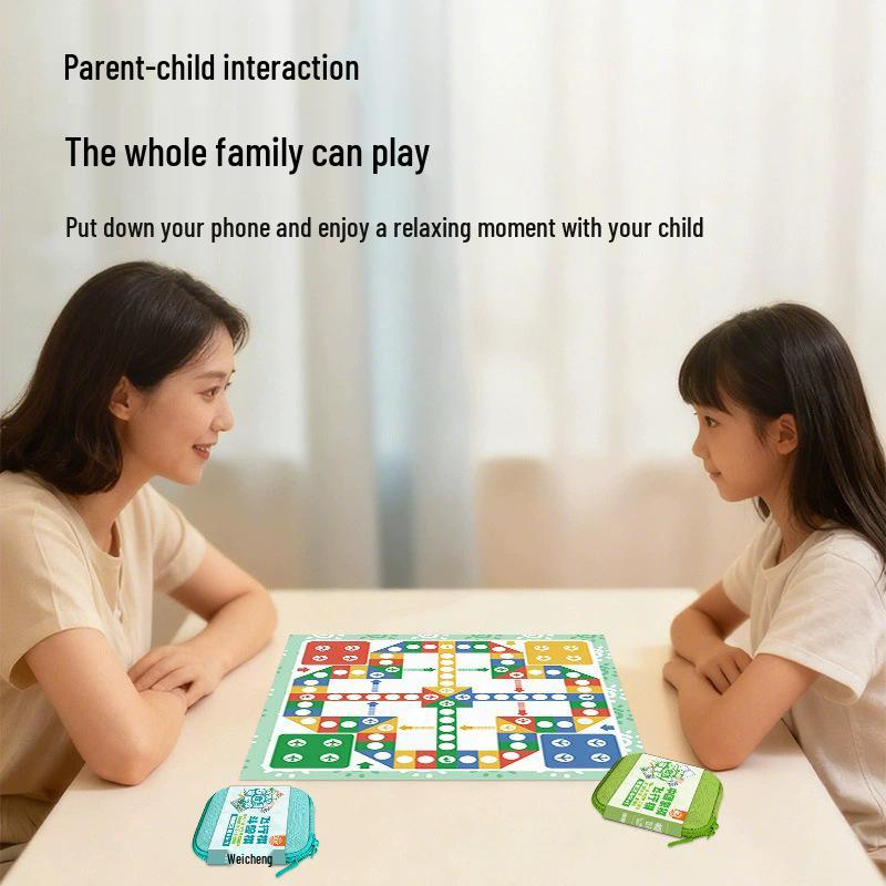 Portable Ludo & Animal Chess: Pocket-Sized 5-in-a-Row Kids' Board Game