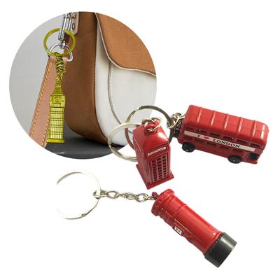 London Keychain British Metal Key Rings Bus Keychain Telephone Box Keyring Post Box Key Holder Zinc Alloy Texture