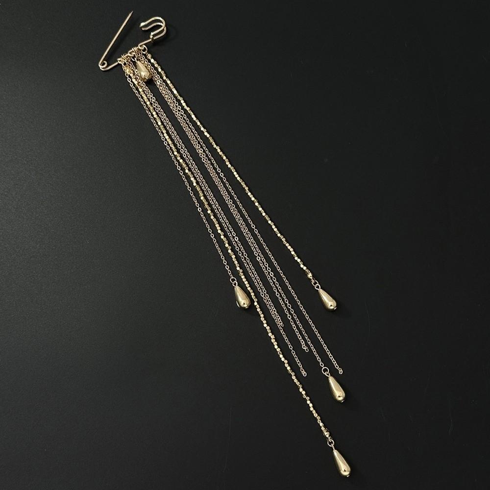 Vintage Long Tassel Brooch Elegant Multi-layer Chains Pin Tie Collar Needle  Banquet Party