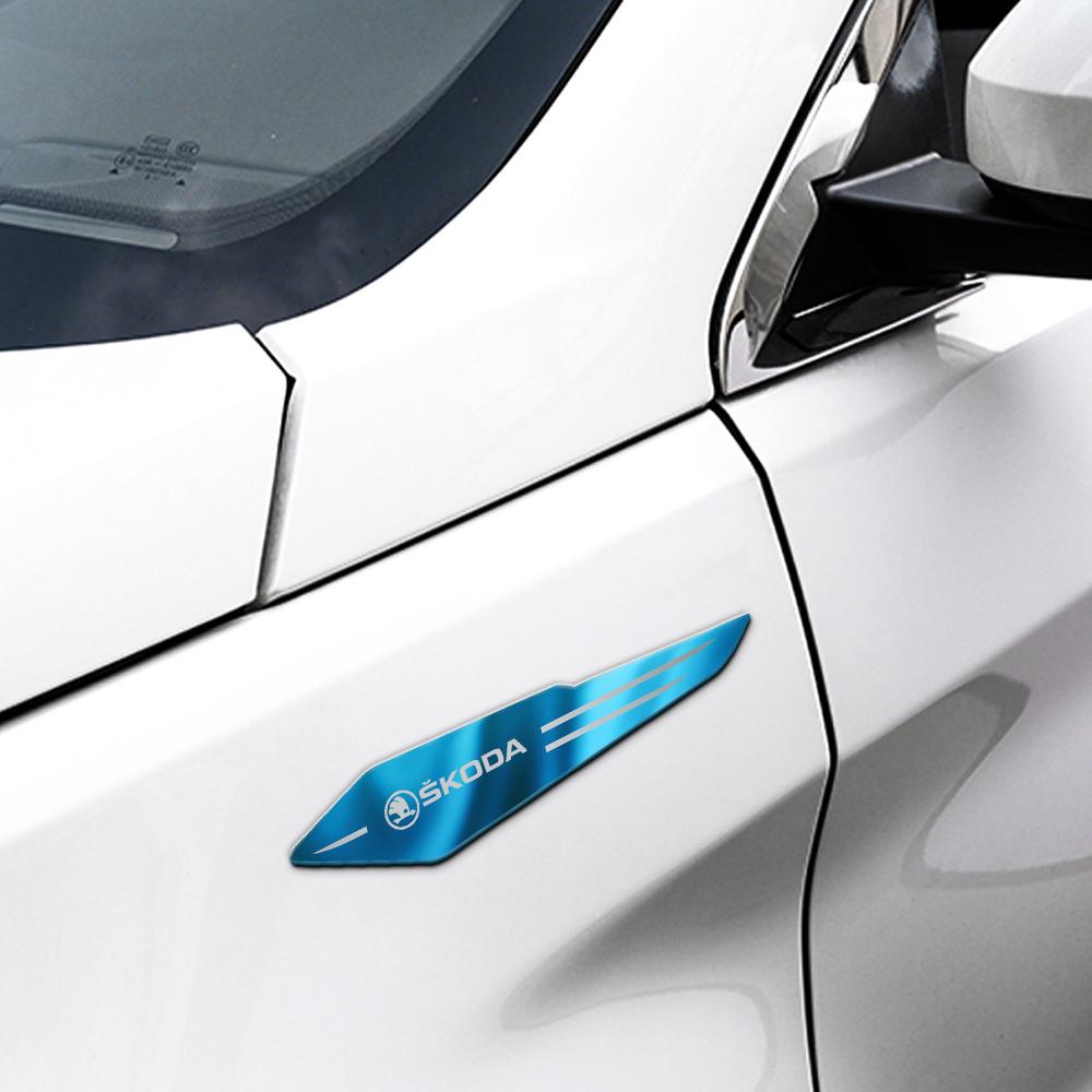 AAFM1 Car Badge Side Fender Leaf Board Decor Body Reflective Stickers For Skoda Octavia A5 3 2 VRS Vision Kodiaq Favorit Rapid Fabia
