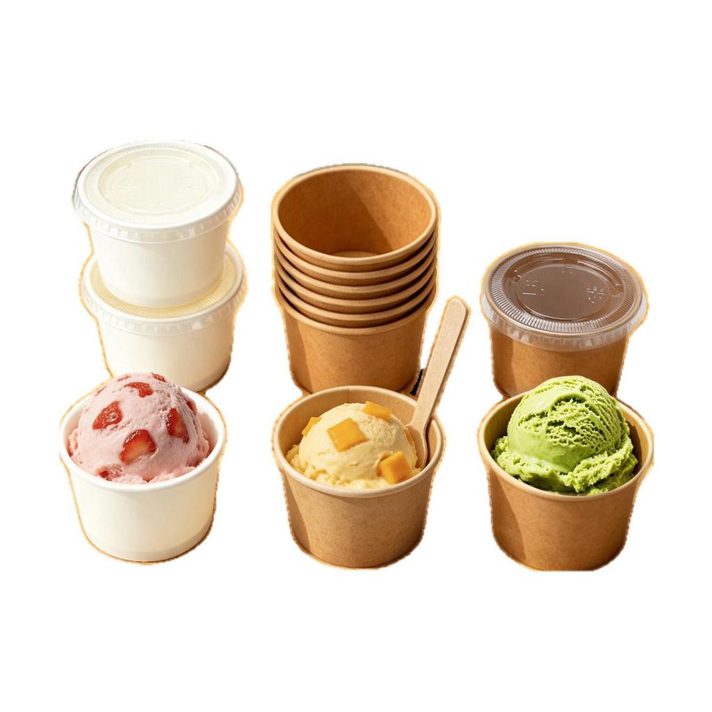 Bellflower Disposable Ice Cream and Yogurt Paper Cups, Portioning Small White Bowls