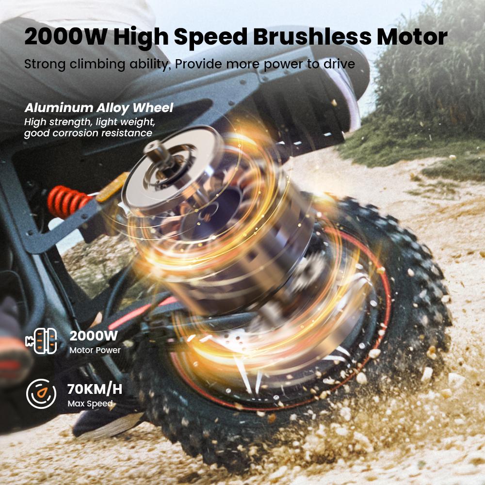 iScooter DX5 Max Electric Dirt Bike, 2000W Motor 52V 20AH Battery, E-Bike For Adults Dual Hydraulic Disc Brakes & NFC Color Display