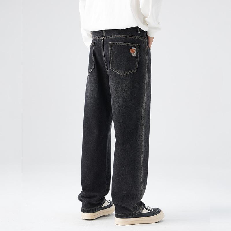 Wide-leg Jeans for Men's Spring New Loose Straight Retro Gradient