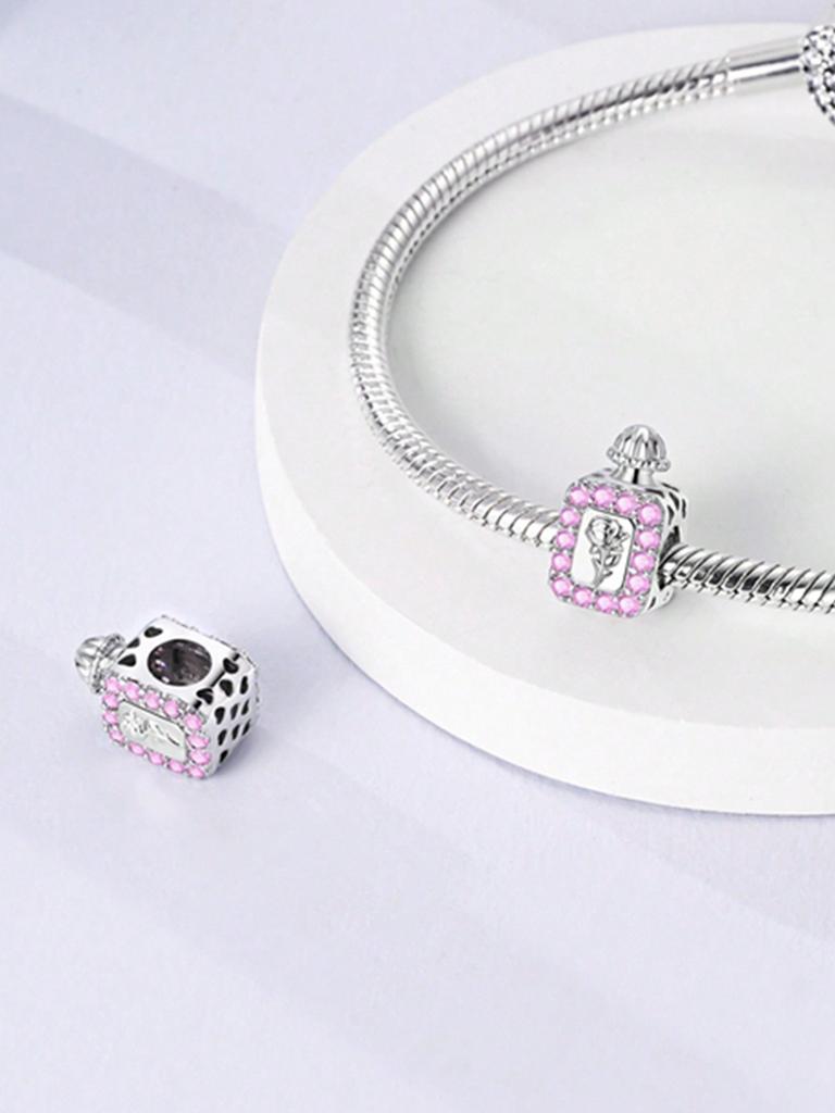 Charms Plata Pink Oven Rose Perfume Beads Charm Copper Plated Fit Charms Original Bracelet For Jewelry Making Diy Charm