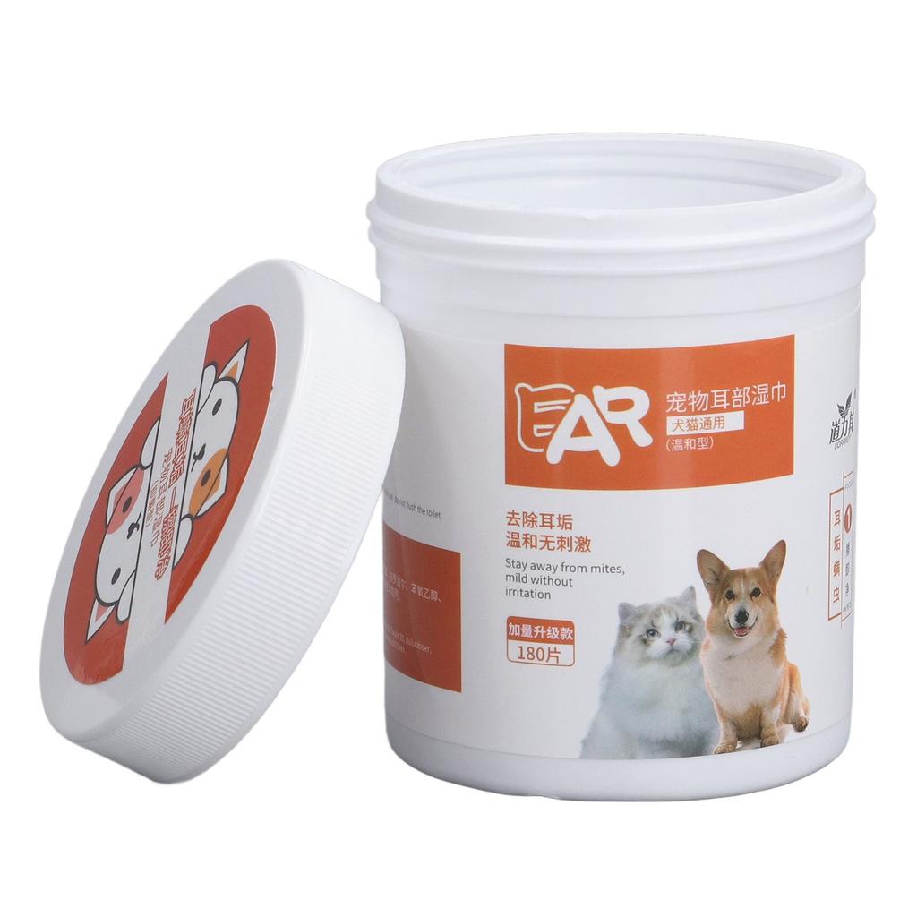 180pcs Dog Ear Cleaner Wipes Removes Wax Itching Odor Infections Hypoallergenic Pet Wipes for Dogs Cats Puppies Kittens