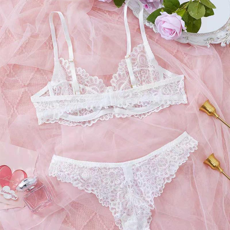 New European & American Sexy Lace See-through Ultra-thin Comfort Bra & Panty Lingerie Set