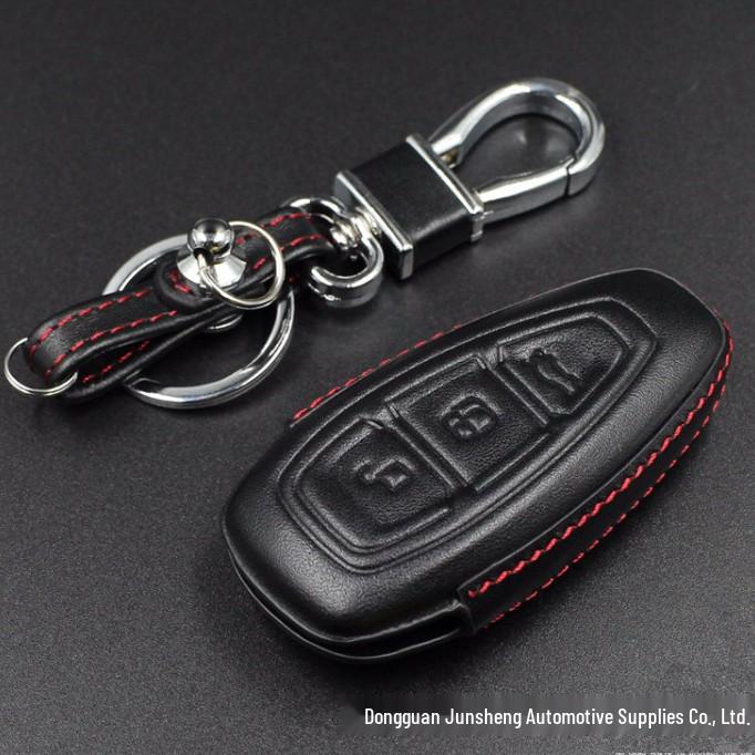 4D Leather Key Case for Ford Models: Kuga, Ecosport, Focus, Escort, Mondeo, Tourneo, Transit
