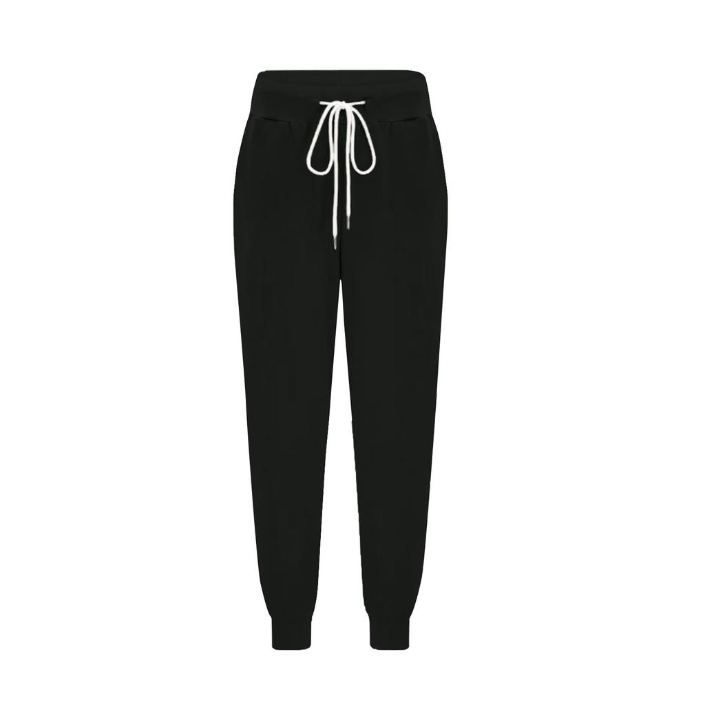 Women's Color Loose Slimming Running Fitness Pants High Waist Lace-up Small Foot Pocket Pant Pant