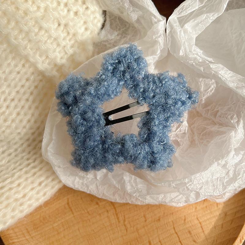 Fashion Y2k Cute Sweet Candy Color Plush Furry Star Hair Clips For Women Girls Trendy BB Clip Hairpin Barrettes Hair Accessories