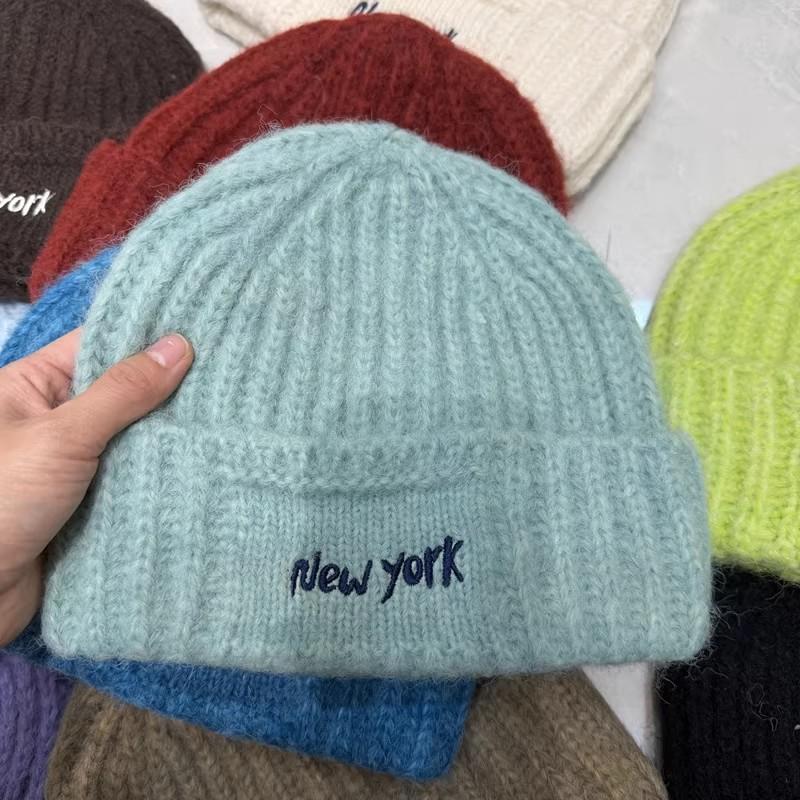 Internet celebrity trendy brand letter embroidery thin age-reducing wool hat women's autumn and winter warm niche knitted hat cold hat versatile