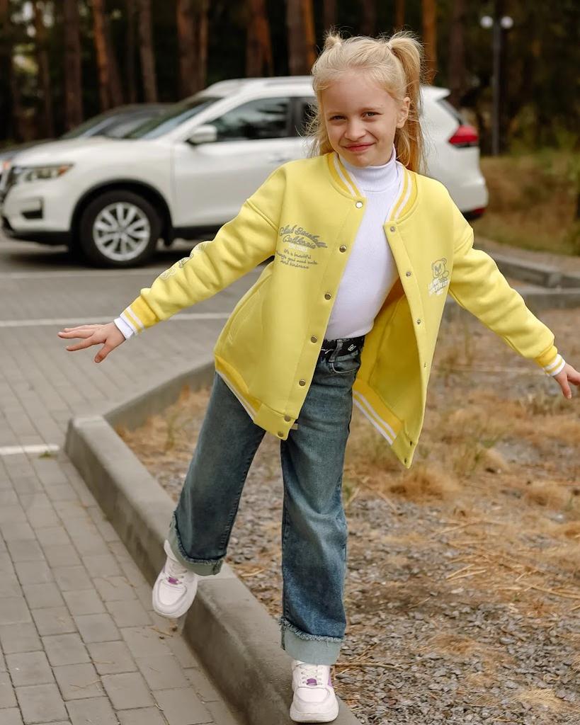 Bomber Jacket – Girls' Warm Snap-Up Jacket with Printed Text, Winter, 6404-025-33-5 HC