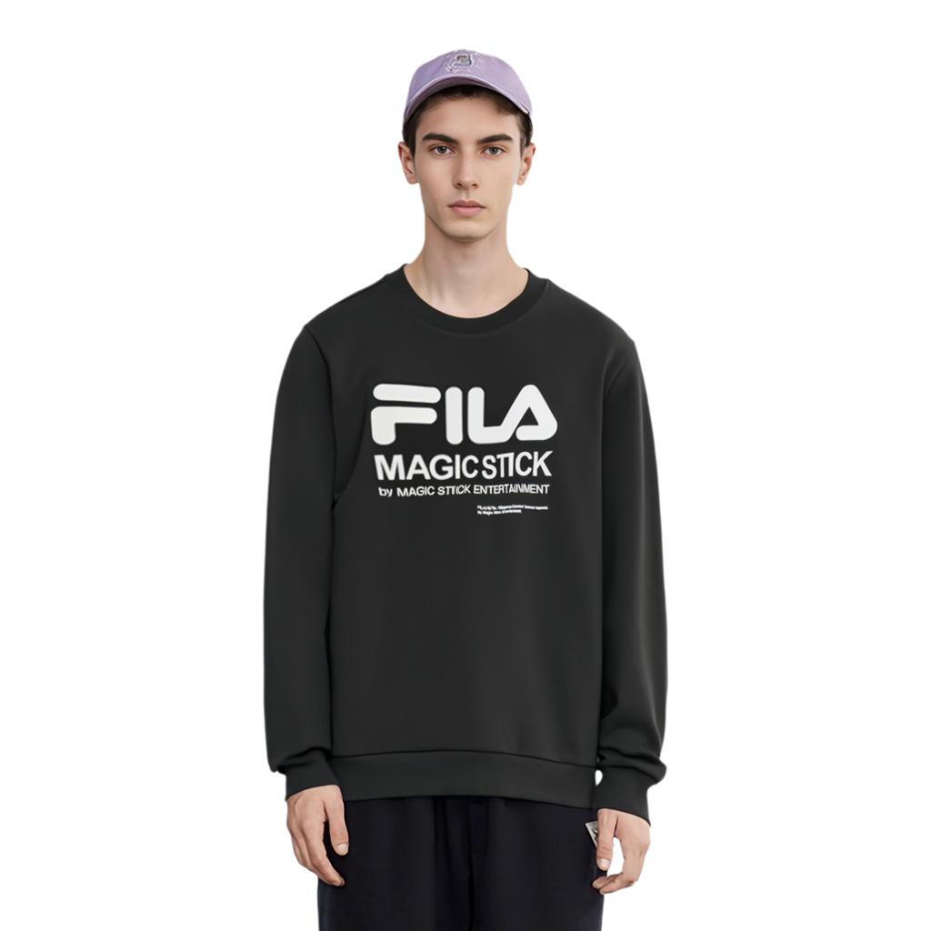 Fila Logo Letter Print Pullover Long Sleeve Sweatshirt Men Sweatshirt Black F11M249202FBK