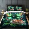 3pcs Green Butterfly Rose 3D Printed Bedding Set Comfortable Duvet Cover King Queen Twin Size Birthday Gift Bedroom Decoration