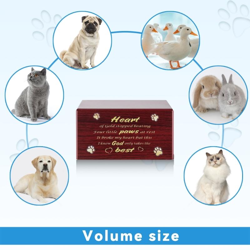 Cat Ashes Box Pet Funeral Cremation Box with Carved Word Wooden Urns Box Keepsakes Funeral Casket Pet Dog Memorial Gift