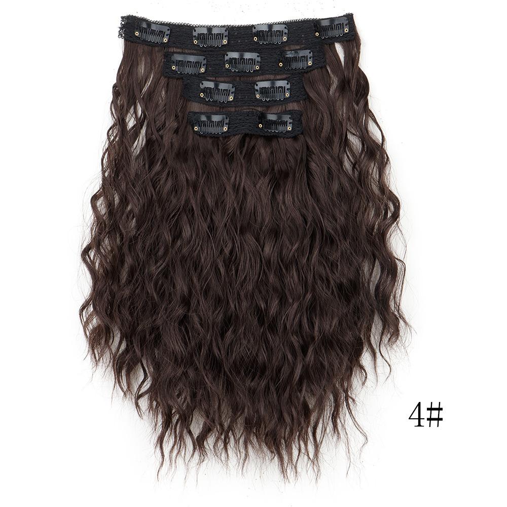4PCS Wavy Hair Clip-in Extensions Short Curly Water Wave Synthetic Hair Extensions Ready Stock (as the picture,30CM)