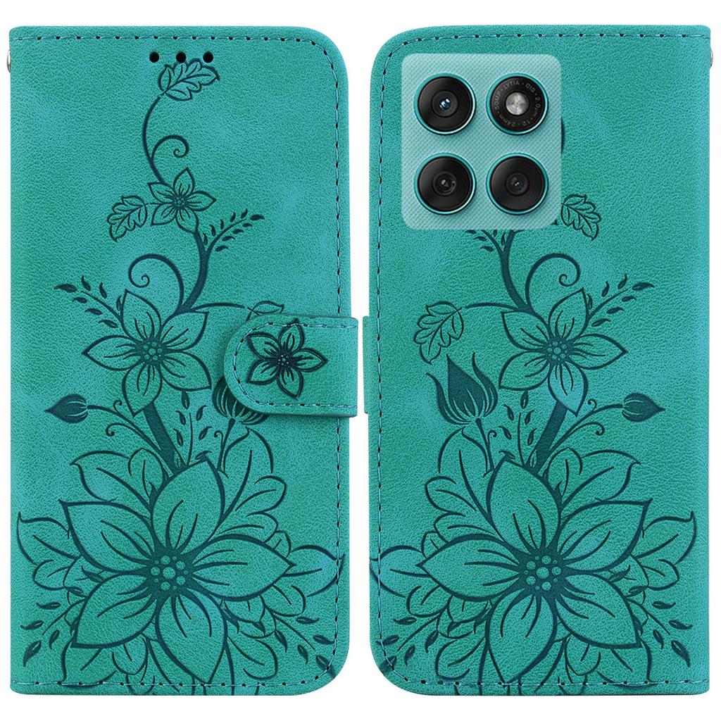 For Motorola Edge 60 5G/60 Fusion 5G Case Lily Flower Imprint Leather Phone Cover with Stand