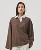 Aheule Airo Soft Cotton Oversized Rugby T-Shirt_Brown
