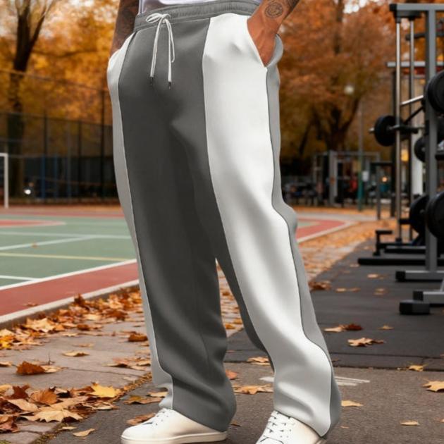 Autumn Winter Men's Casual Sports Pants Men's Colorblock Drawstring Casual Pants